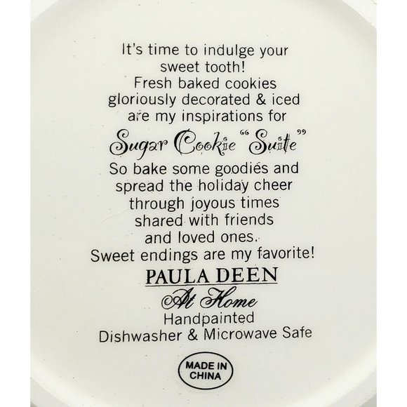 Paula Dean Set/4 Sugar Cookie "Suite" Dessert Plates Scalloped Hand Painted Holi - Picture 9 of 11